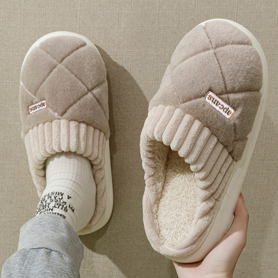 厚底棉拖鞋男士冬季2025新款家居室内毛绒保暖地板棉拖男款秋冬天