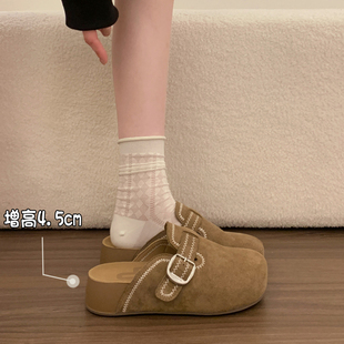 女外0315r 春夏拖鞋 巨好看厚底复古勃肯鞋 一脚蹬包头半拖2026新款