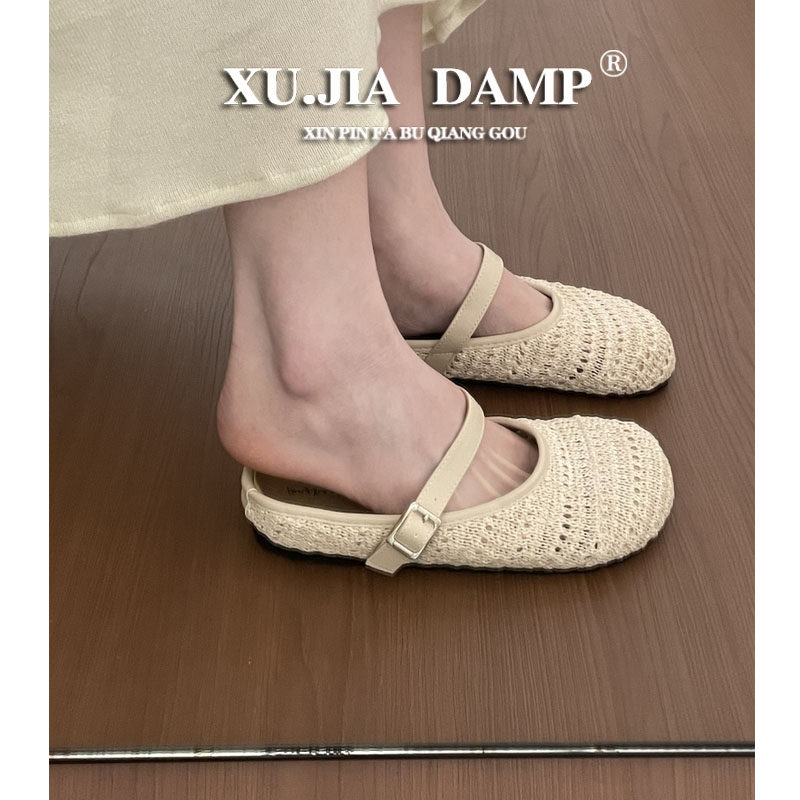 法式复古编织勃肯包头半拖鞋女夏外穿2026新款波西米亚配裙子凉拖