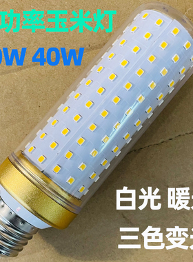 大功率高亮节能玉米灯30W40W超亮三色变光E27螺口LED灯泡