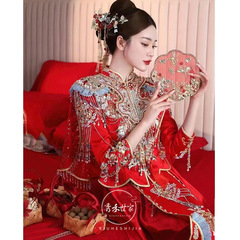 秀禾服2024新款结婚礼服中式嫁衣显瘦婚纱修身龙凤褂新娘出阁服冬