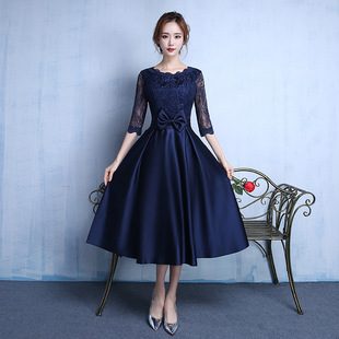 2025新款晚礼服中长款长袖结婚礼服裙敬酒服女伴娘服秋季婚纱