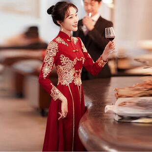 胖mm大码中式复古婚服孕妇敬酒服新娘高腰遮肚子结婚礼服裙秀禾服