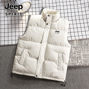 JEEP吉普马甲男士棉服秋冬季2023新款外穿加厚坎肩马夹棉衣外套