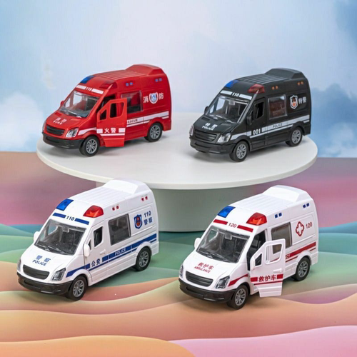 儿童惯性卡通可开门可开车门救护车警车消防车模型男女孩玩具汽车