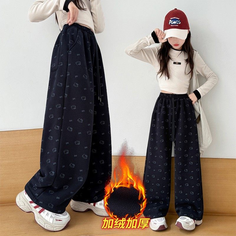 女童加绒加厚裤子冬装2025新款中大童韩系百搭加厚一体绒阔腿裤潮,童装/婴儿装/亲子装,裤子,淘宝优惠券,粉丝福利购,淘宝优惠卷