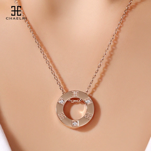 CHAELRI/兰米儿 Ожерелье для влюбленных подходит для мужчин и женщин, золотая цепочка до ключиц из нержавеющей стали, легкий роскошный стиль, розовое золото