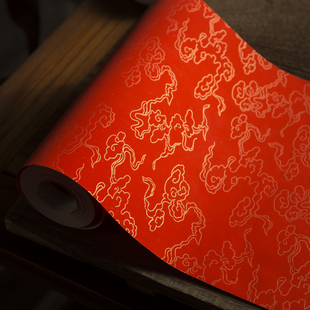 蜡染万年红祥云长卷对联宣纸空白手写专用纸20米100米宣纸半生半熟小楷中楷大楷隶书大红纸剪纸书法作品纸