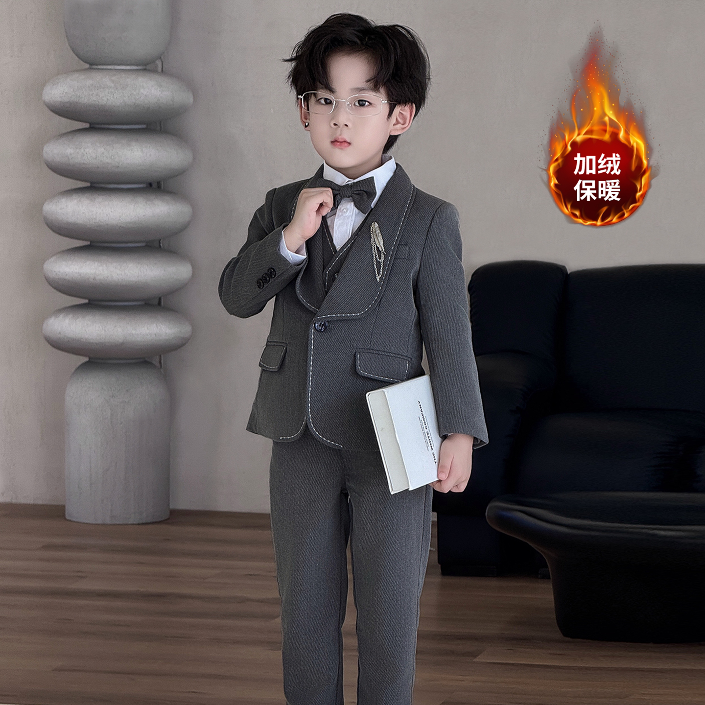 男童西装套装男宝宝周岁生日宴花童礼服洋气儿童主持演出西服外套