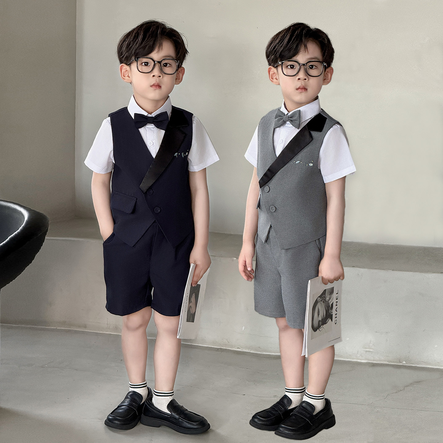 高级感男童礼服2025新款夏季儿童小主持人套装英伦风花童钢琴演出