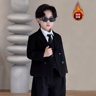 儿童生日宴礼服小花童西服主持人表演服 套装 男童2025新款 加绒西装