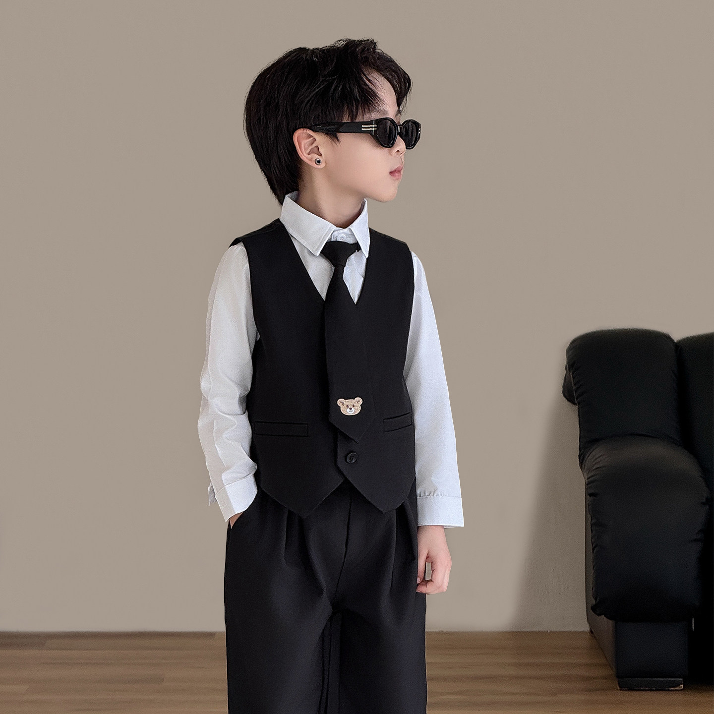 儿童春季西装套装男童帅气高端休闲小西服宝宝周岁生日主持演出服