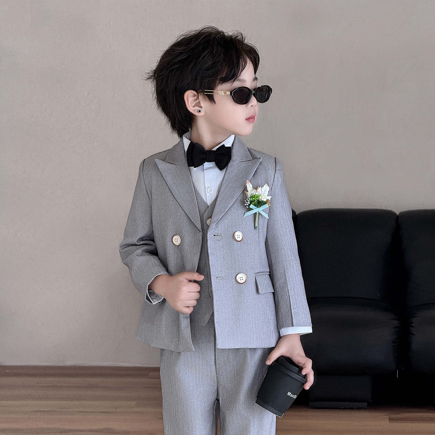 男童秋冬加绒钢琴演出服