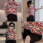 痞帅短袖 夏季 衬衣儿童帅气男宝宝印花上衣演出服潮 套装 男童花衬衫