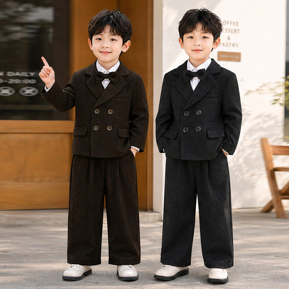 男童复古双排扣小西装套装礼服