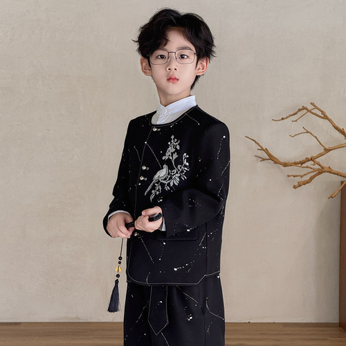 男童新中式西服套装主持演出礼服