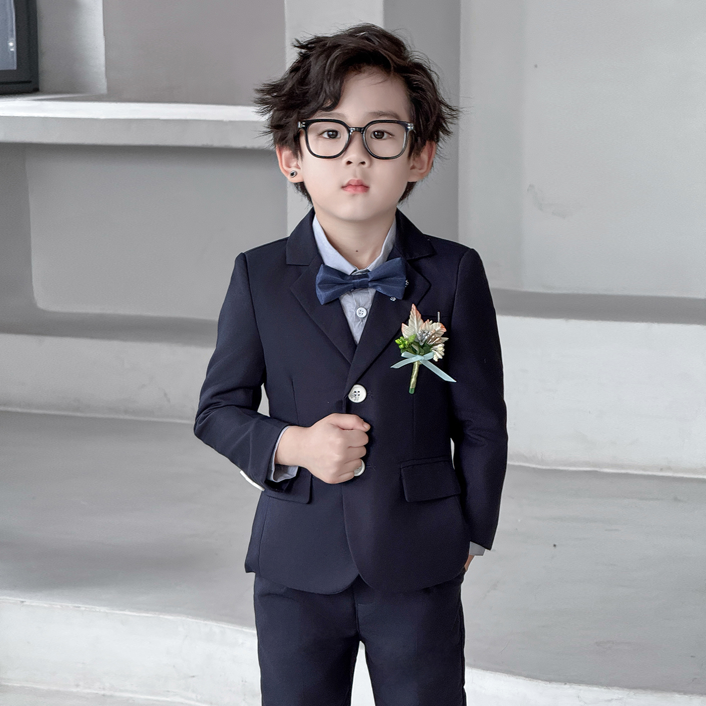 男童英伦风秋冬加厚小西服套装