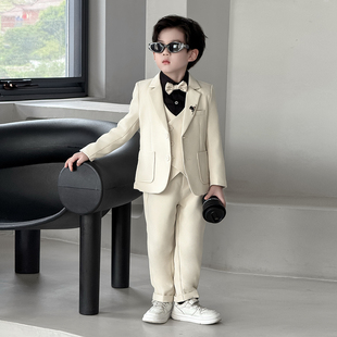 男童西装套装儿童高端小主持人马甲朗诵演出服装晚会花童英伦礼服