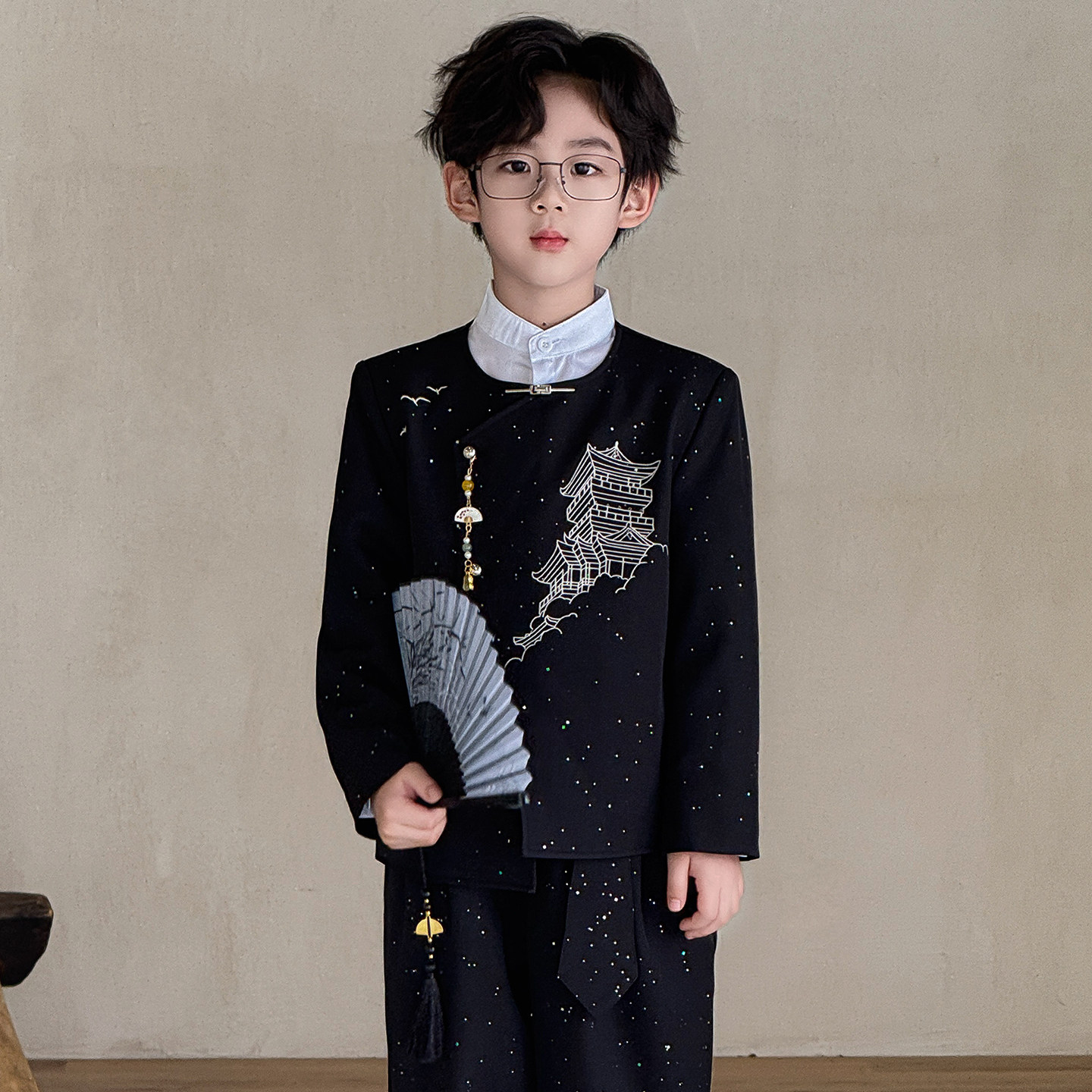 男童中式西装套装国风主持演出服