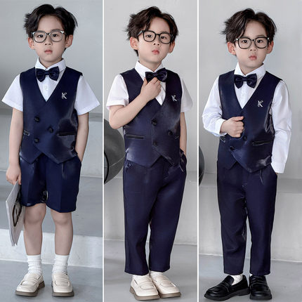 儿童礼服男童英伦风小西装夏婚礼花童小主持人表演服男童钢琴演出