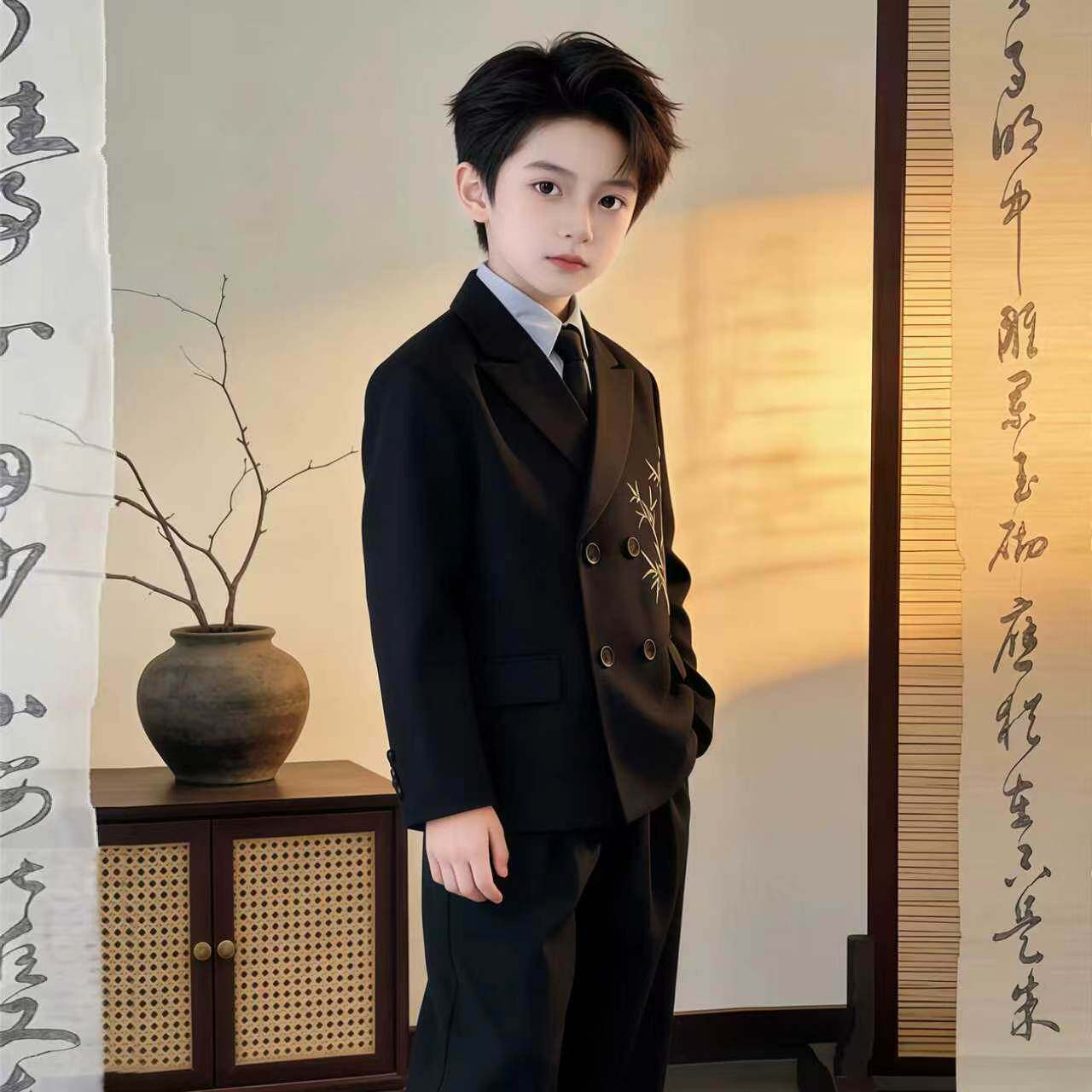 男童新中式小西装套装主持演出