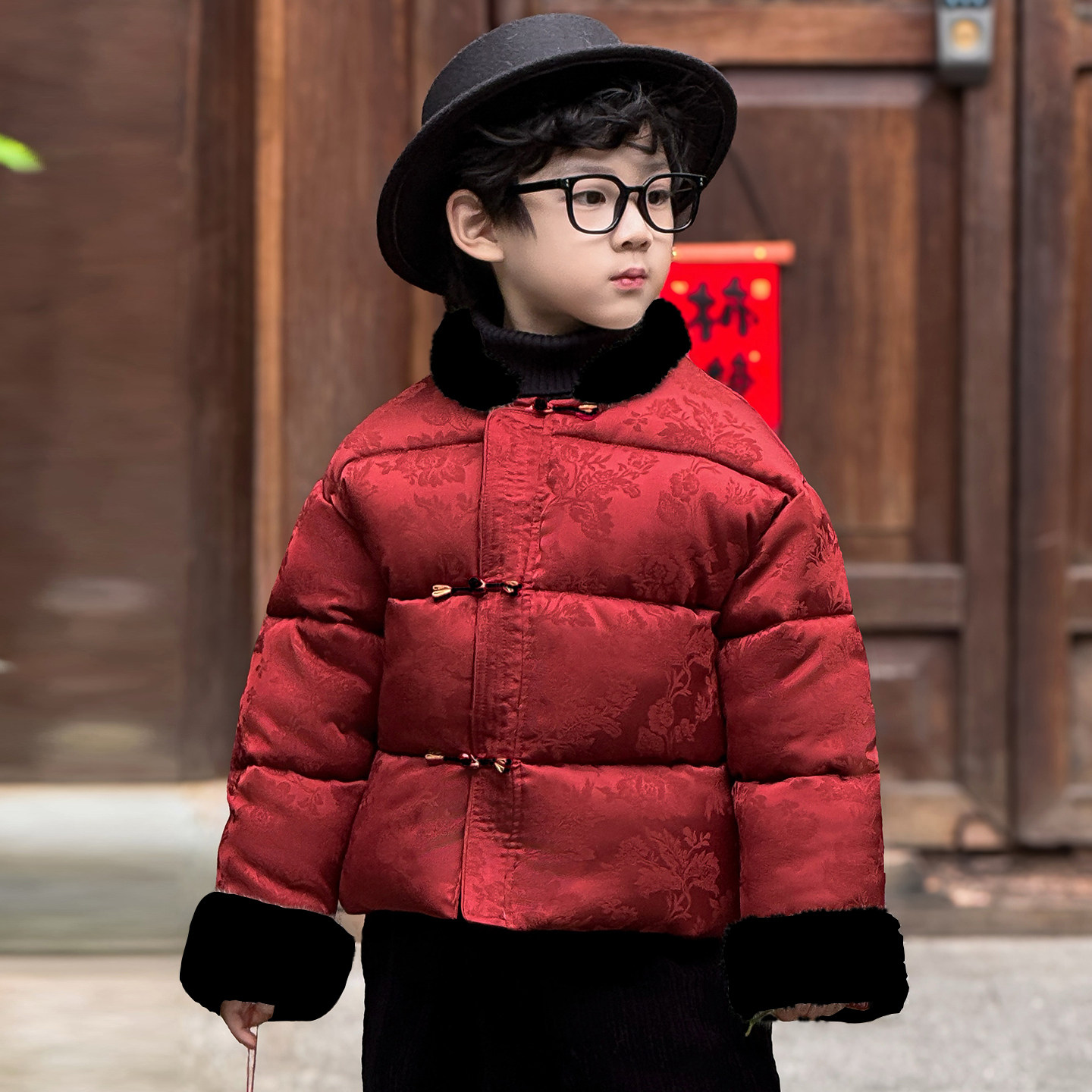 男童新年冬季拜年保暖棉服