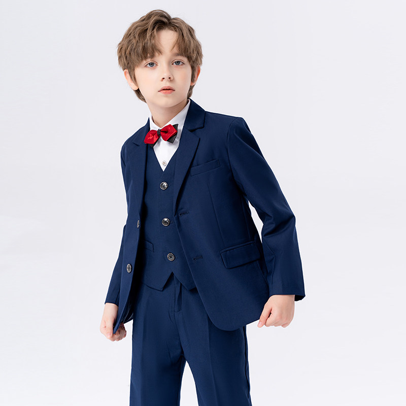 儿童西装套装花童男孩主持人礼服帅气钢琴演出服英伦外套男童西服