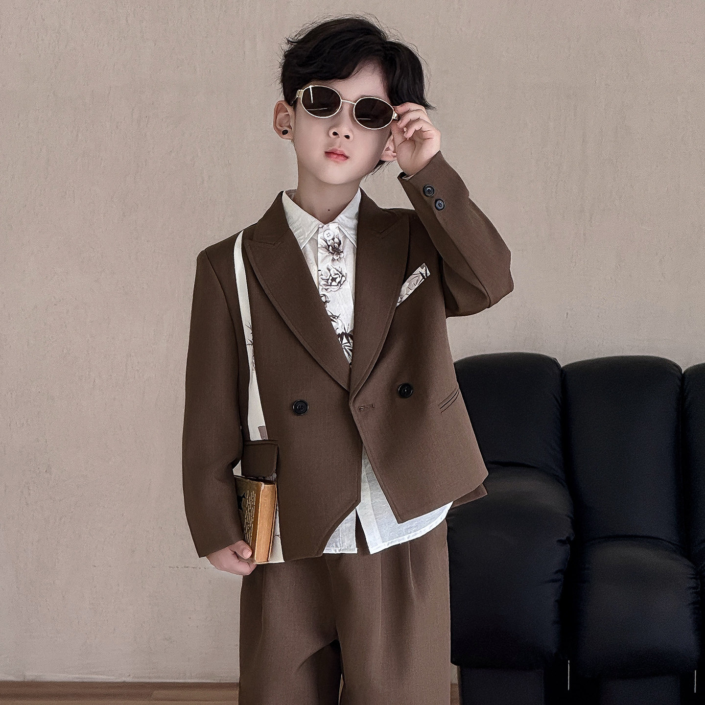 男童礼服2026春新款儿童休闲西装套装痞帅男孩花童小主持人西服潮