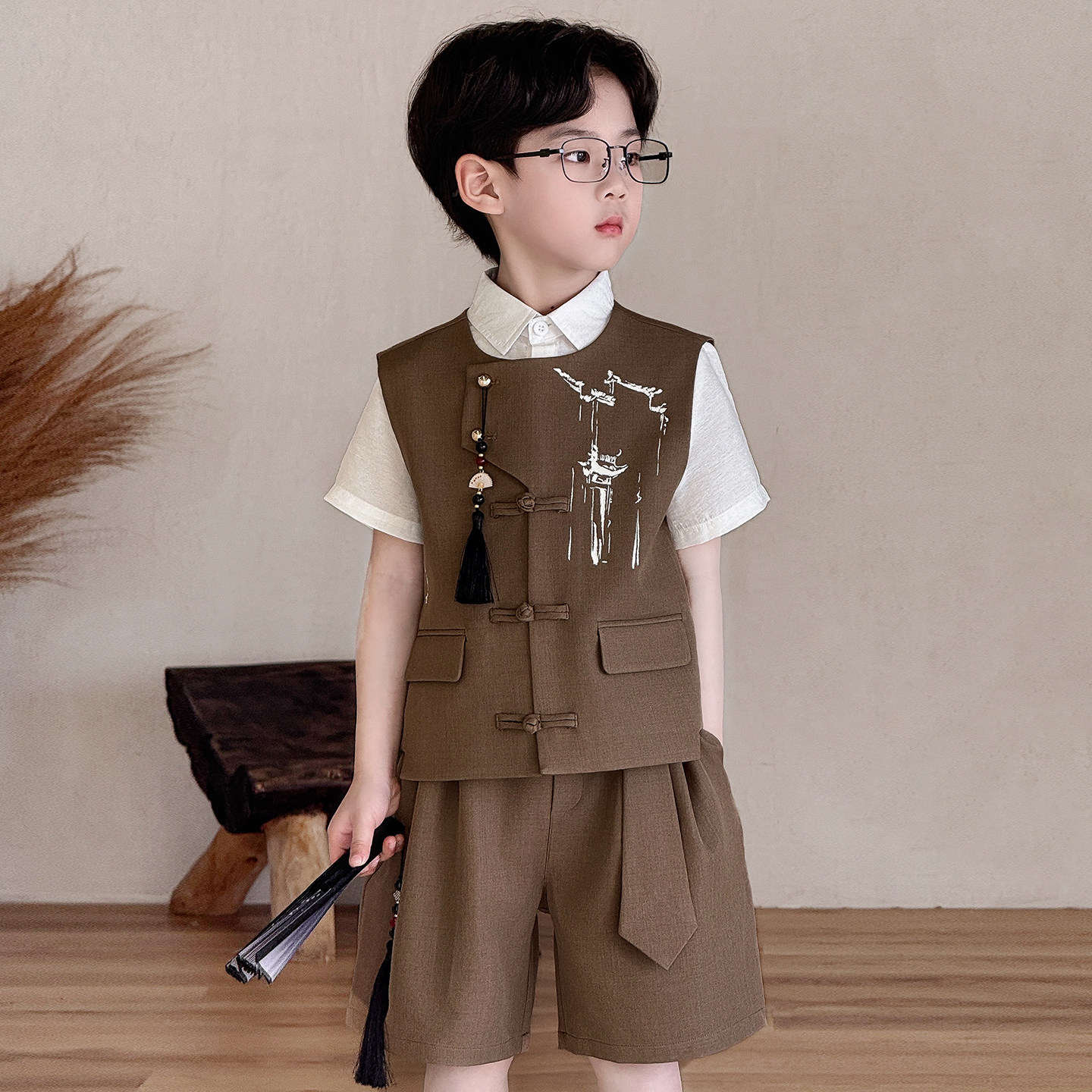 男童礼服2026夏季新款国风小西服套装儿童新中式花童小主持人演出