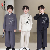 套装 男童新中式 国风中山装 2026新款 儿童复古立领小西服两件套 唐装