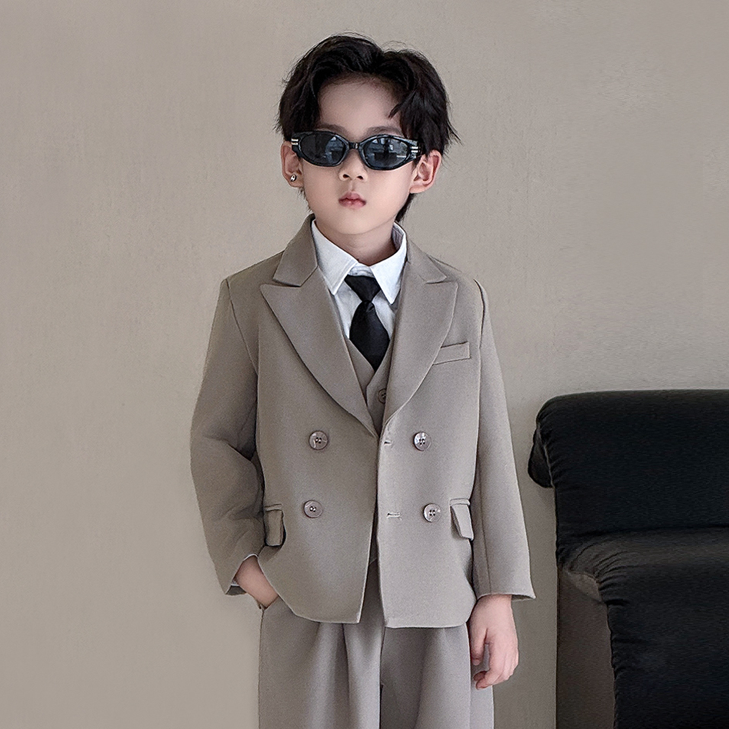 男童2025新款春秋西服套装儿童生日宴礼服花童宝宝主持演出表演服