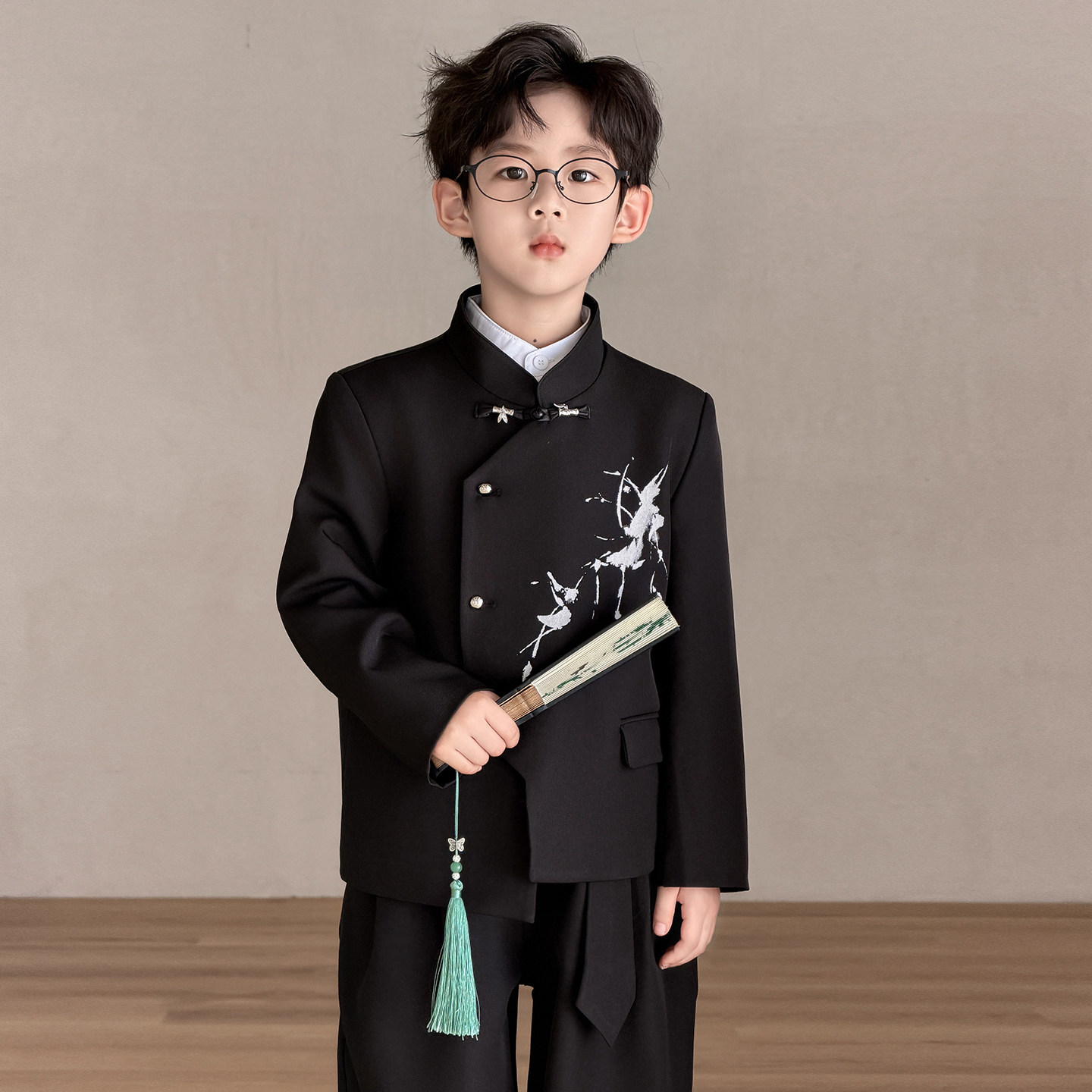 男童盘扣唐装秋季礼服套装