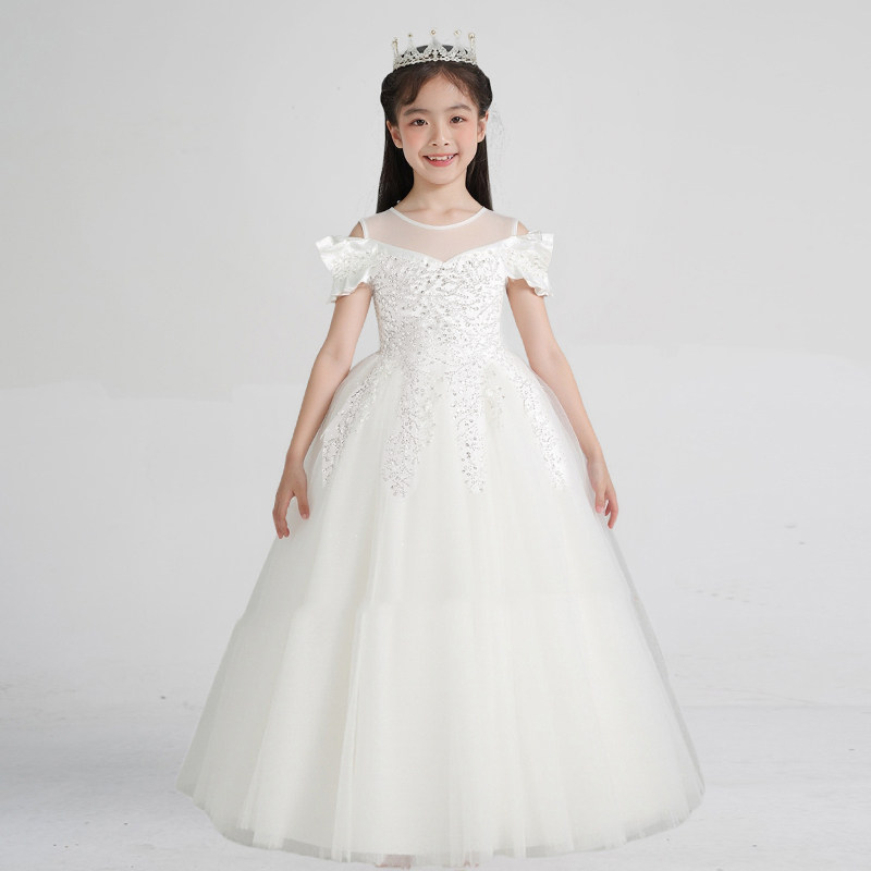 女童生日晚礼服新款儿童公主裙婚礼花童主持人长裙女孩钢琴演出服