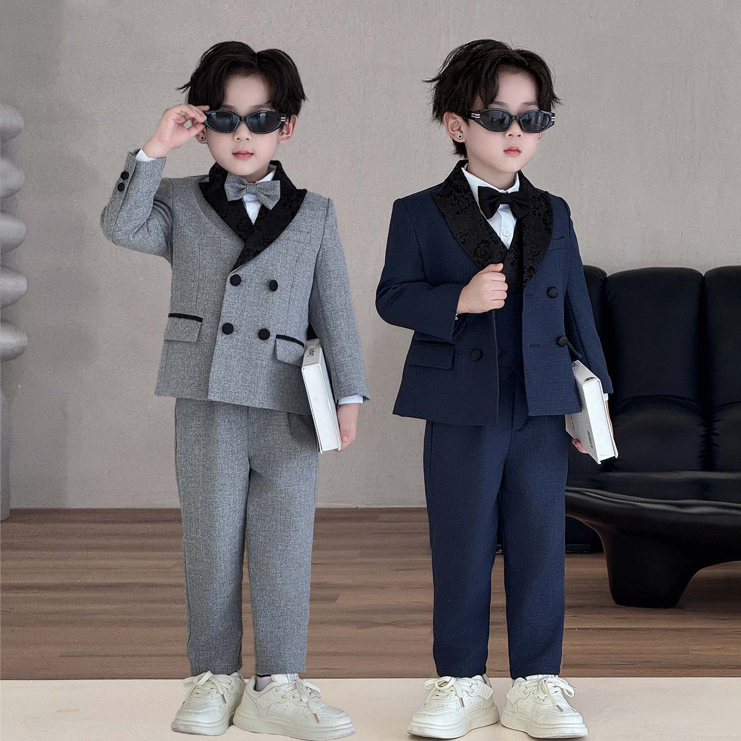 高端男童西装套装英伦风儿童小主持人礼服正装花童男宝宝钢琴演出
