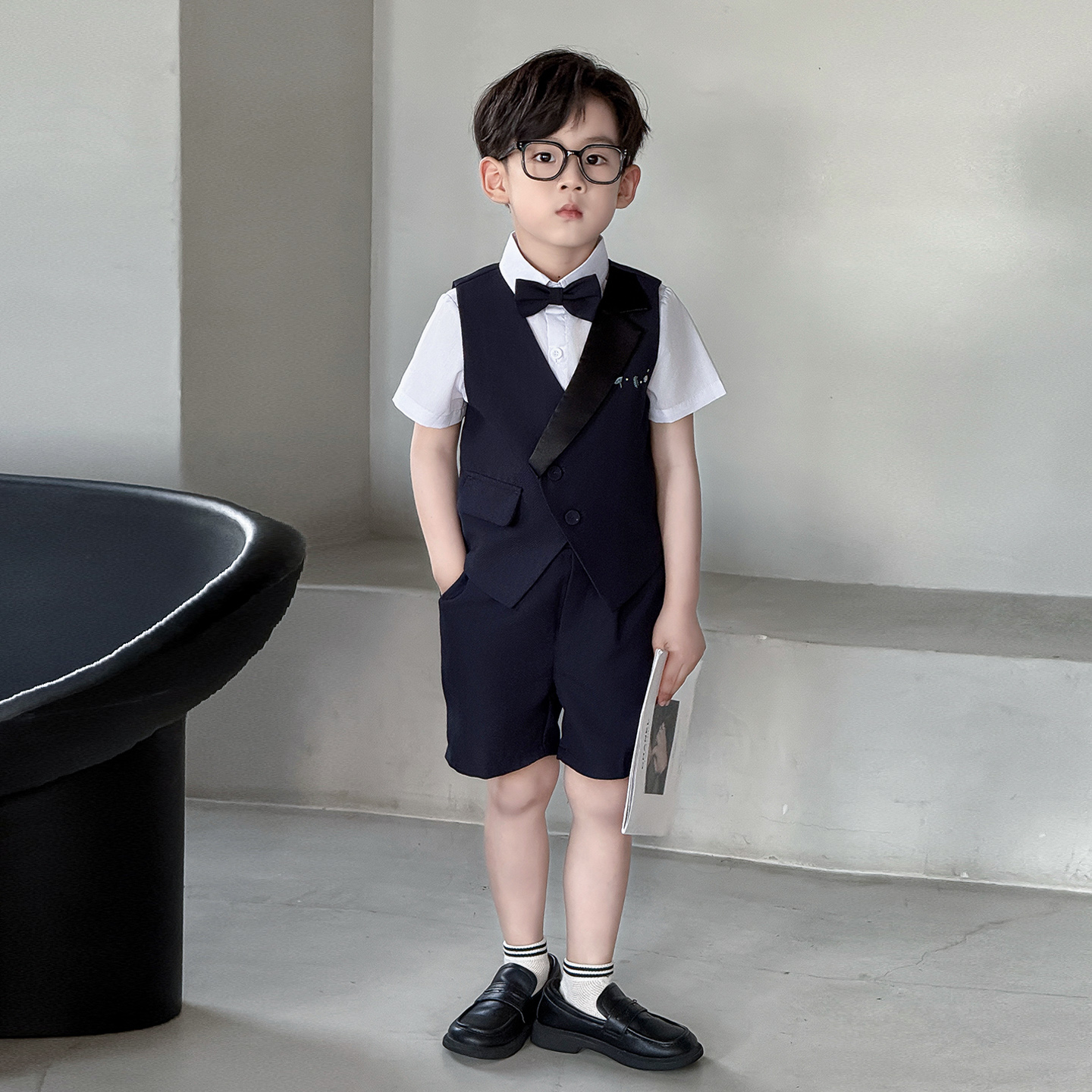 男童西装套装2025新款夏季儿童高级感花童主持人礼服英伦钢琴演出
