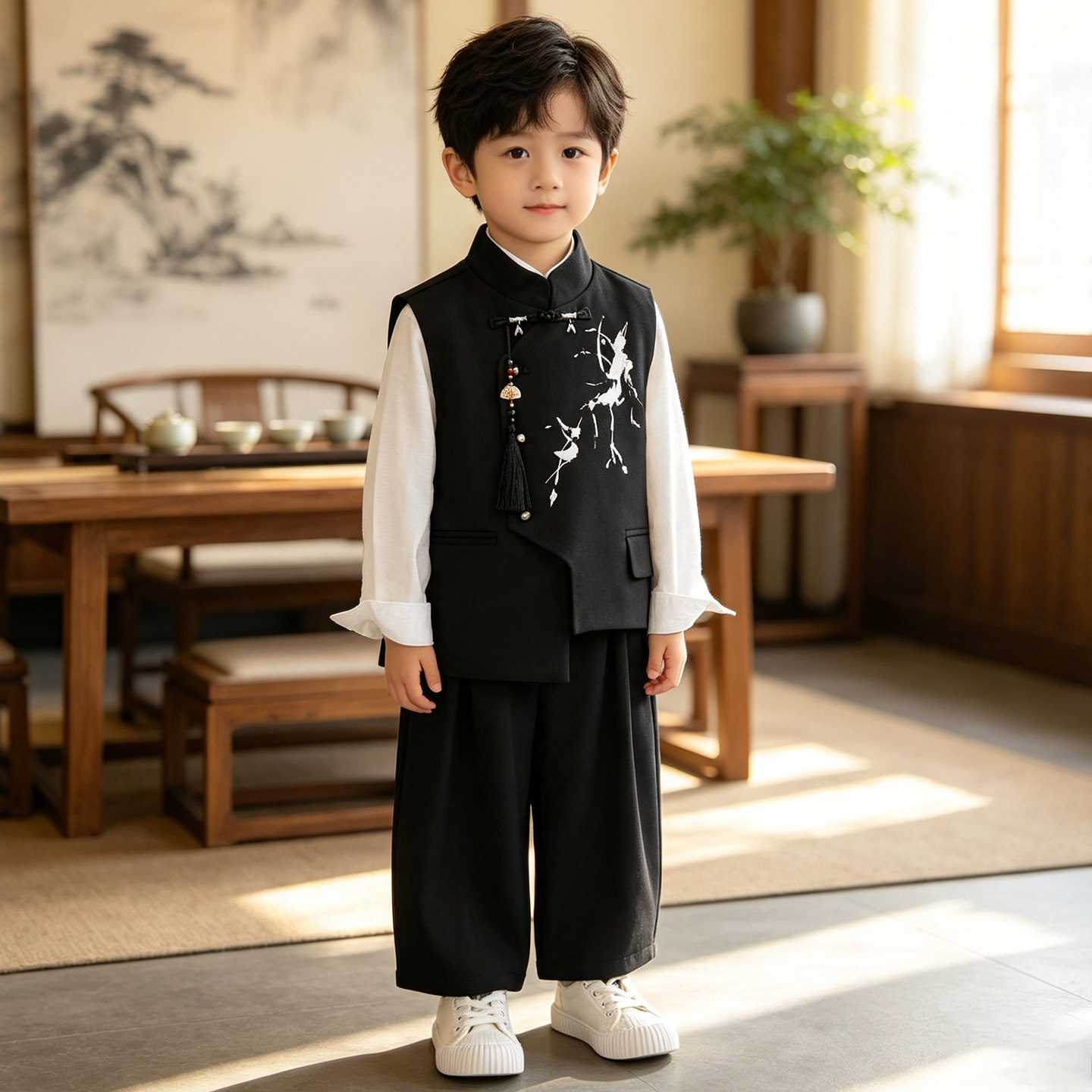 男童汉服套装新中式盘扣表演服