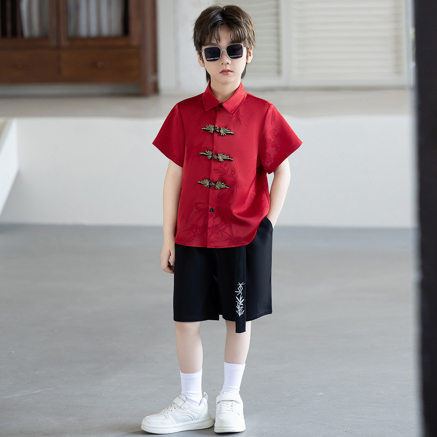 男童新中式唐装夏季新款演出服