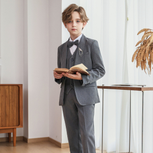 儿童西装套装男童帅气中大童朗诵小主持人礼服英伦风钢琴演出西服