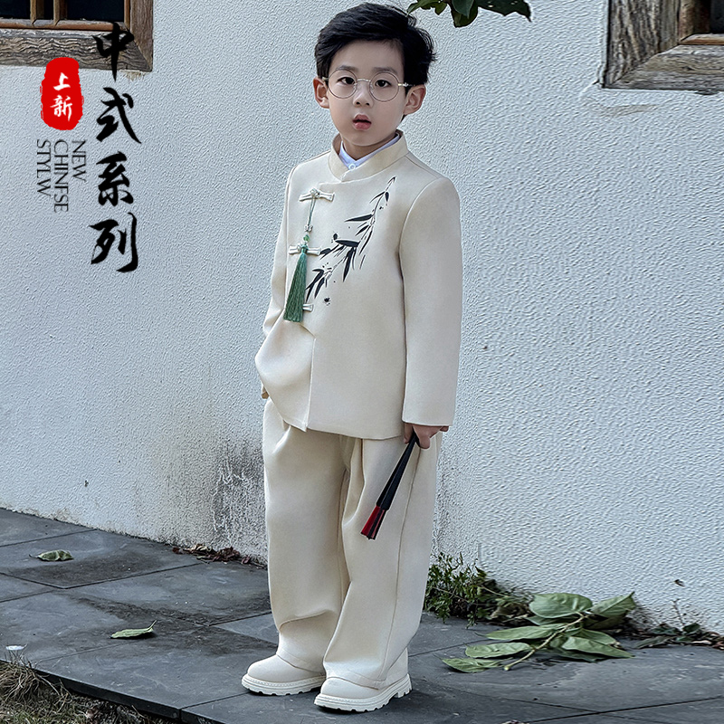 男童2025新款国风小西服套装