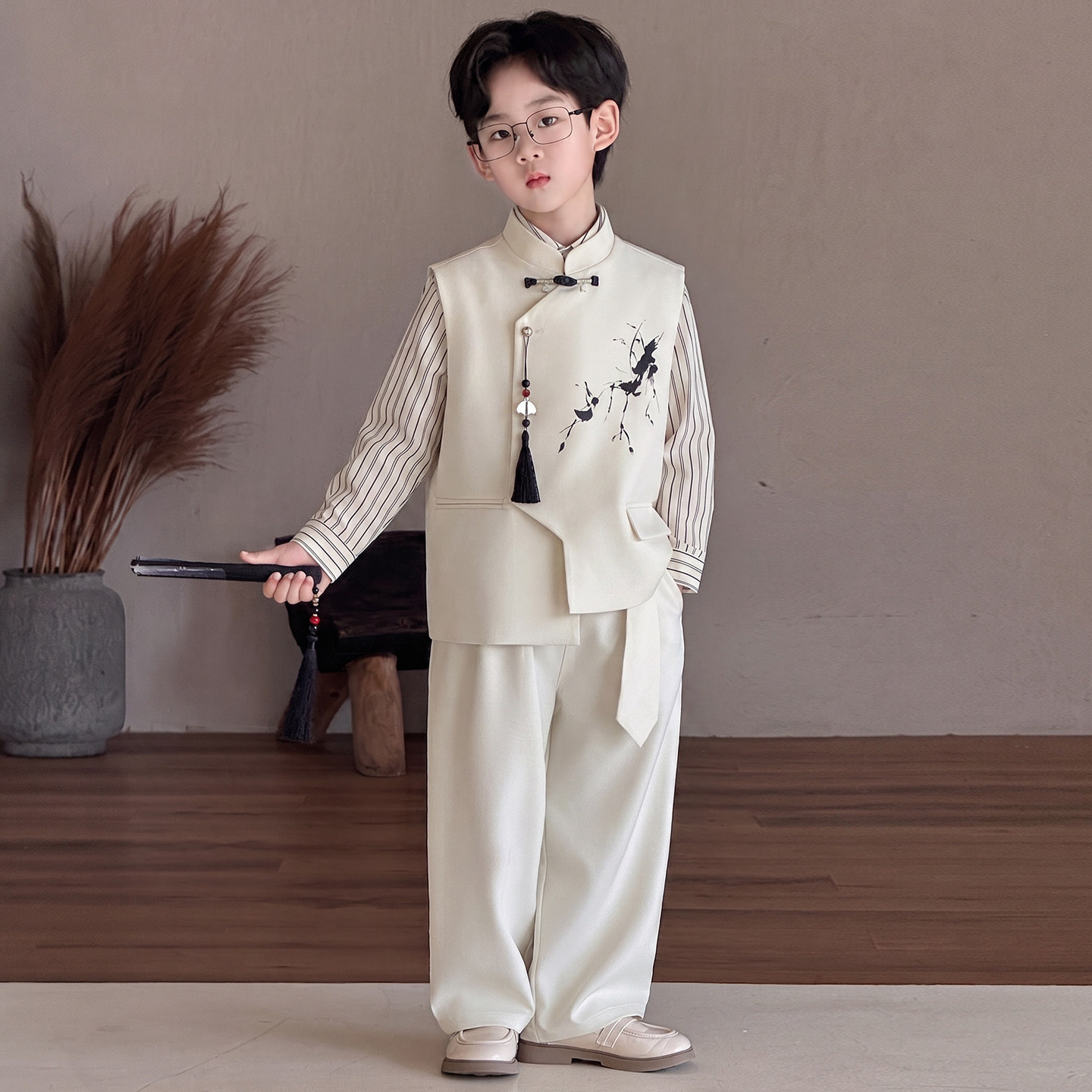 男童新中式唐装套装春秋季演出服