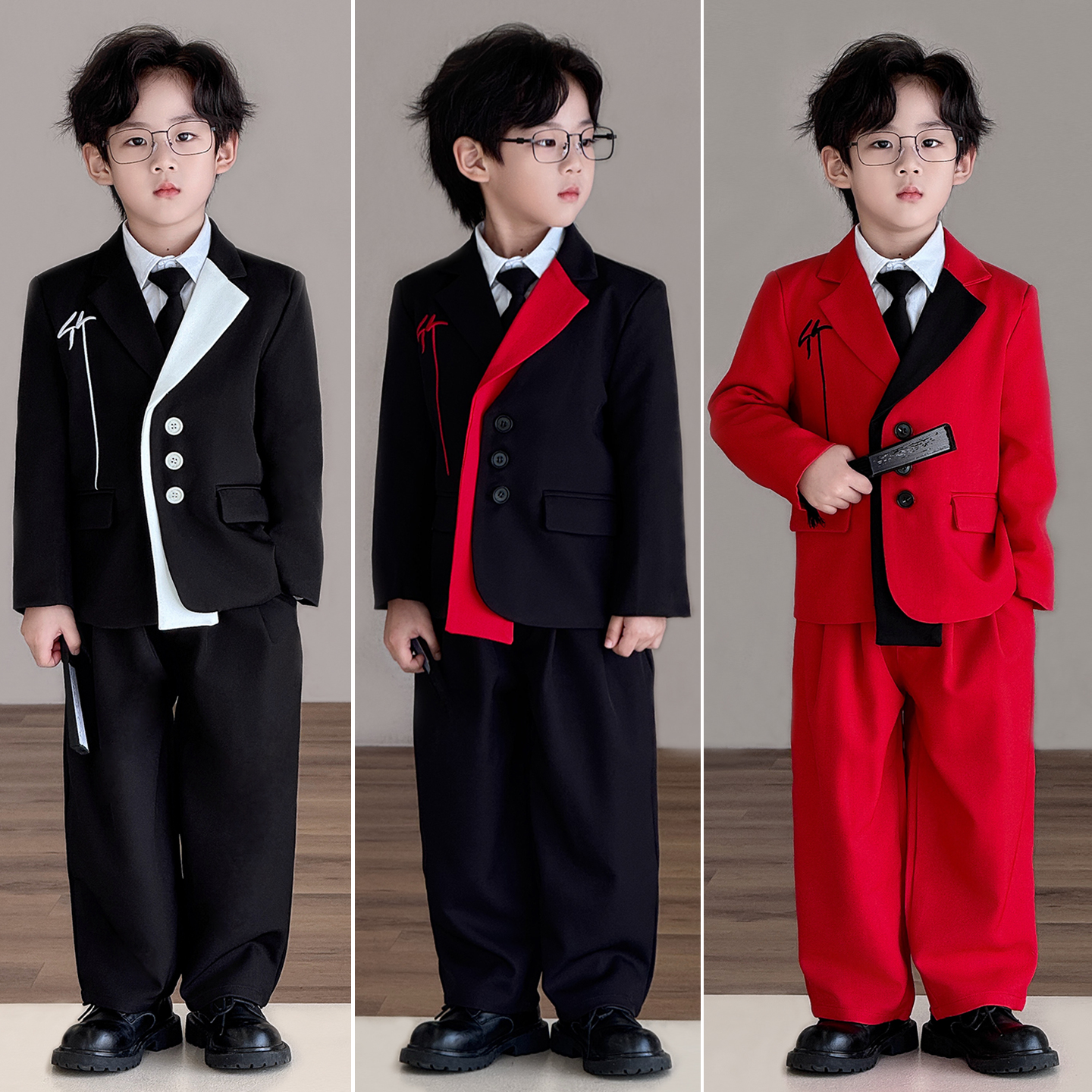 儿童西装套装2025秋冬男童周岁生日花童礼服英伦风舞台钢琴演出服