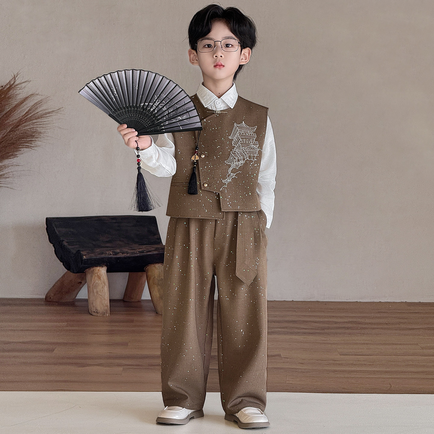 儿童新中式国风刺绣唐装演出服