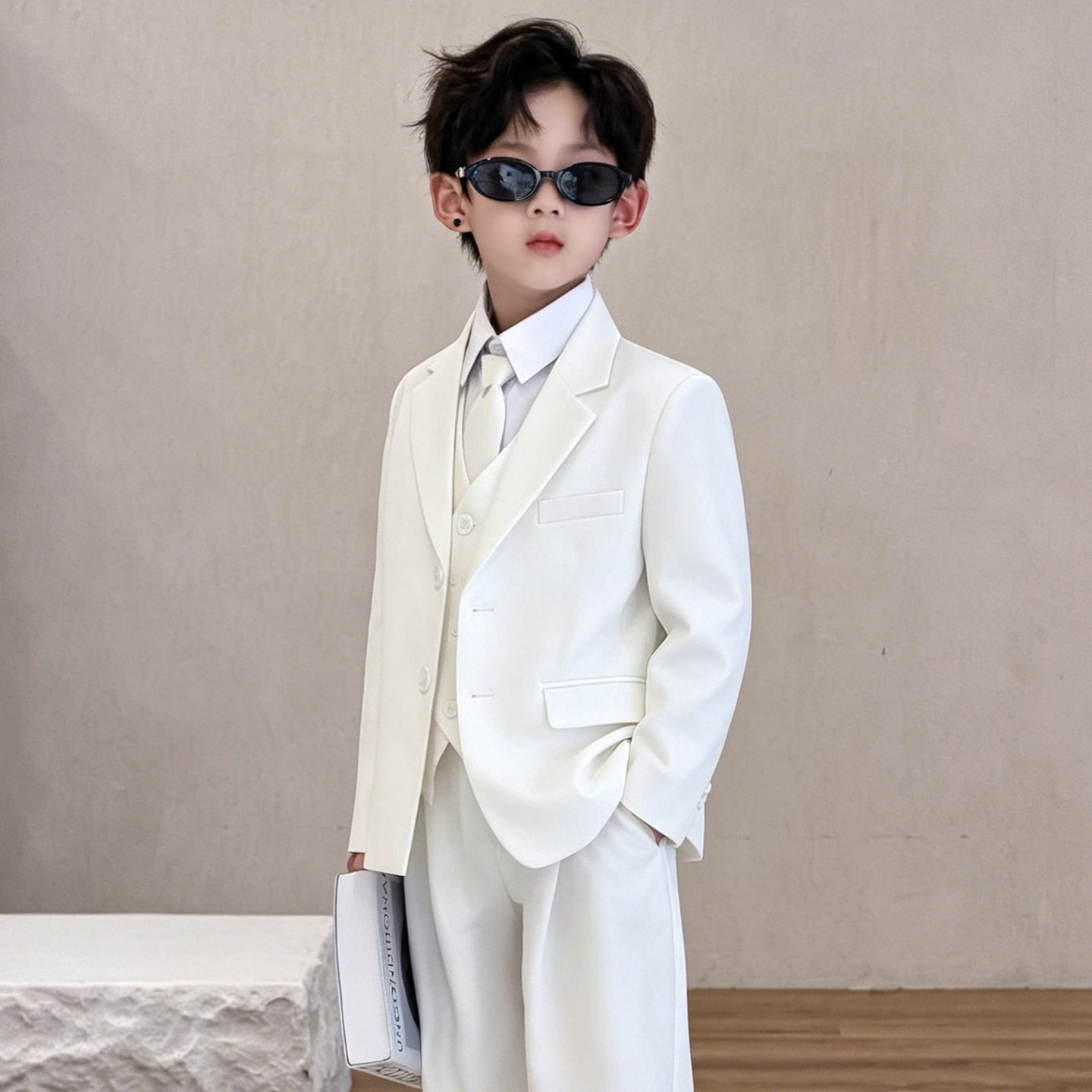 男孩秋季时髦西服套装表演服