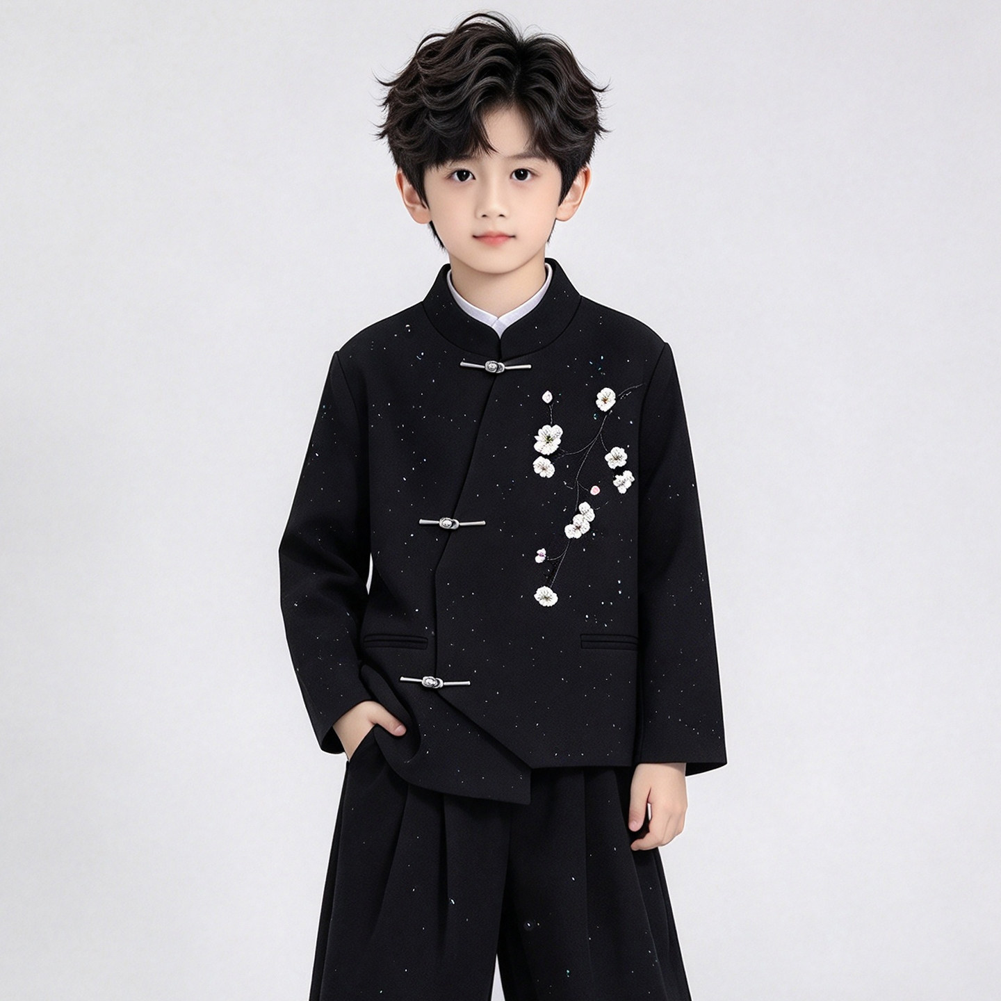 男童新中式立领盘扣唐装演出服