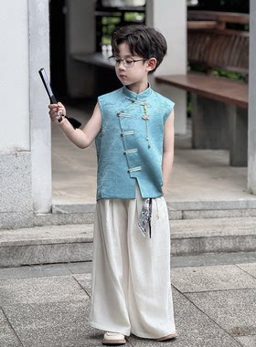 男童新中式唐装套装朗诵表演