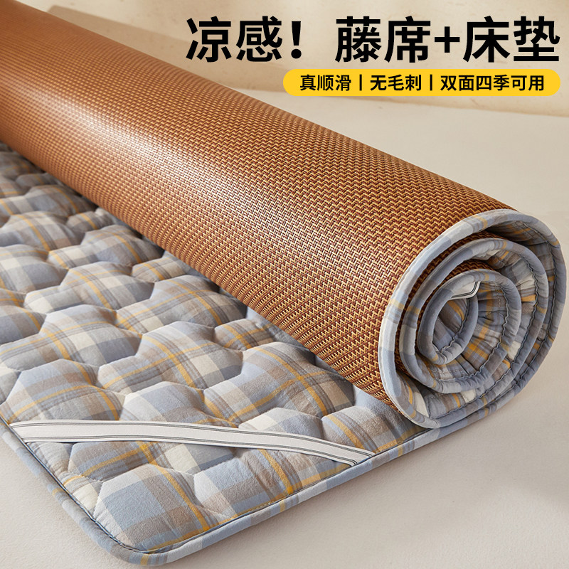 夏季凉席床垫双面冬夏两用席子夏天藤席软垫加厚凉垫床褥子垫薄款图片