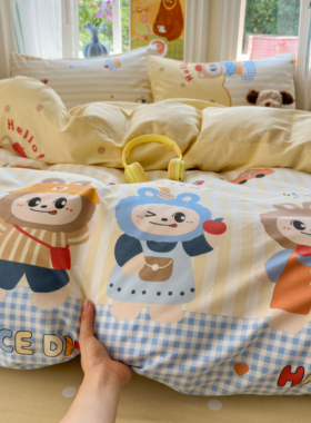 学生宿舍三件套40支全棉纯棉斜纹13370针织四件套被套床单床笠款