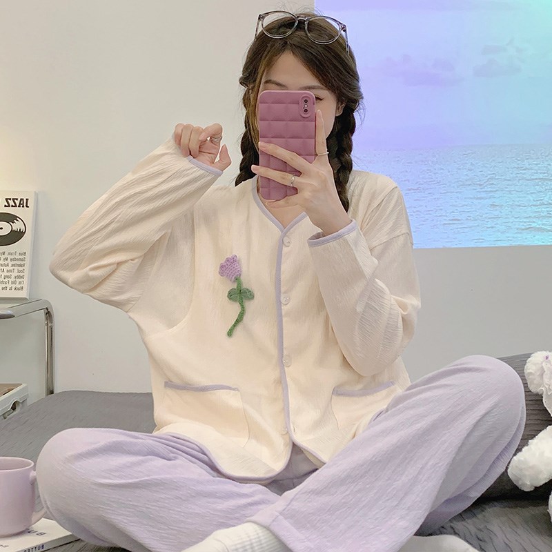 月子服春秋产后纯棉开衫孕妇x哺乳睡衣女夏季薄款待产妇住院喂奶