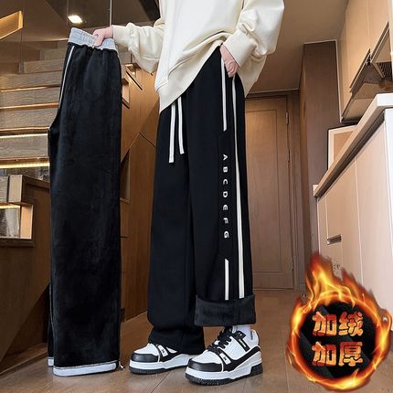 秋冬款加绒长裤子12岁男孩13初高中学生加厚休闲裤15大.童运动卫
