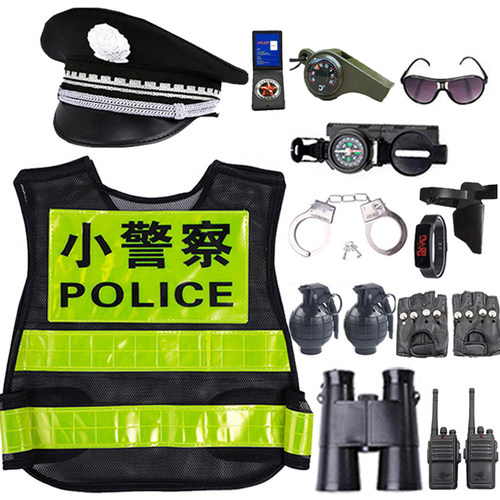儿童警察服交警反光马甲大盖帽